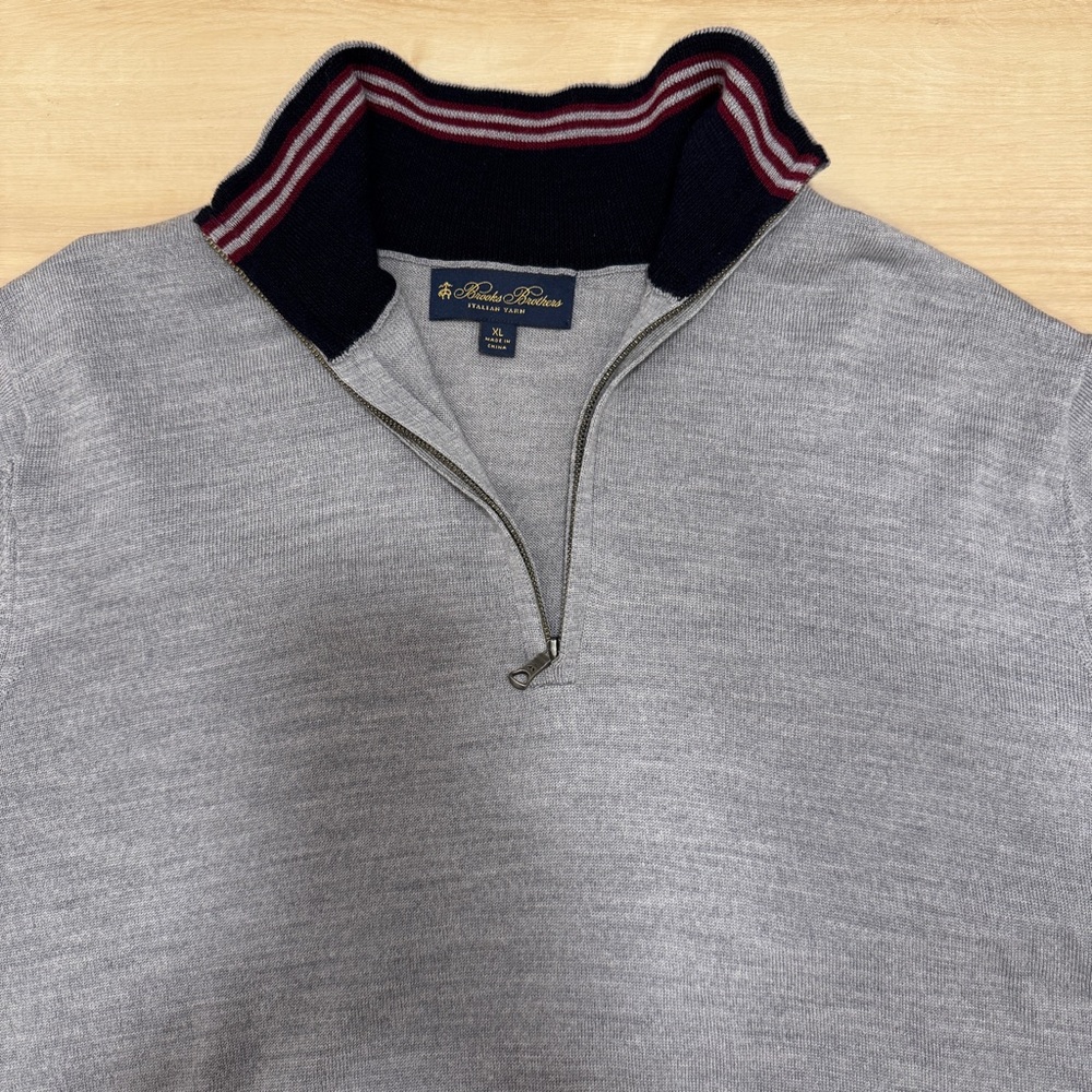 Brooks Brothers – Merino Wool Quarter-Zip Sweater – Men’s XL – Italian Yarn